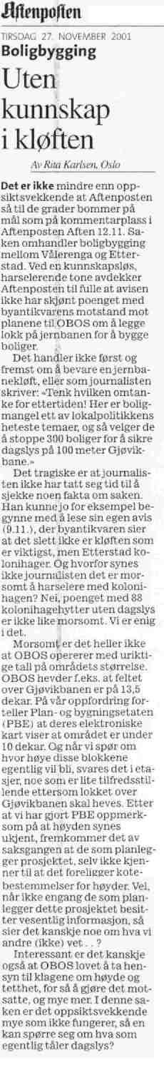 faksimile av avisinnlegg